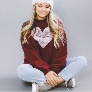 Maroon Thank you Next crew neck sweatshirt